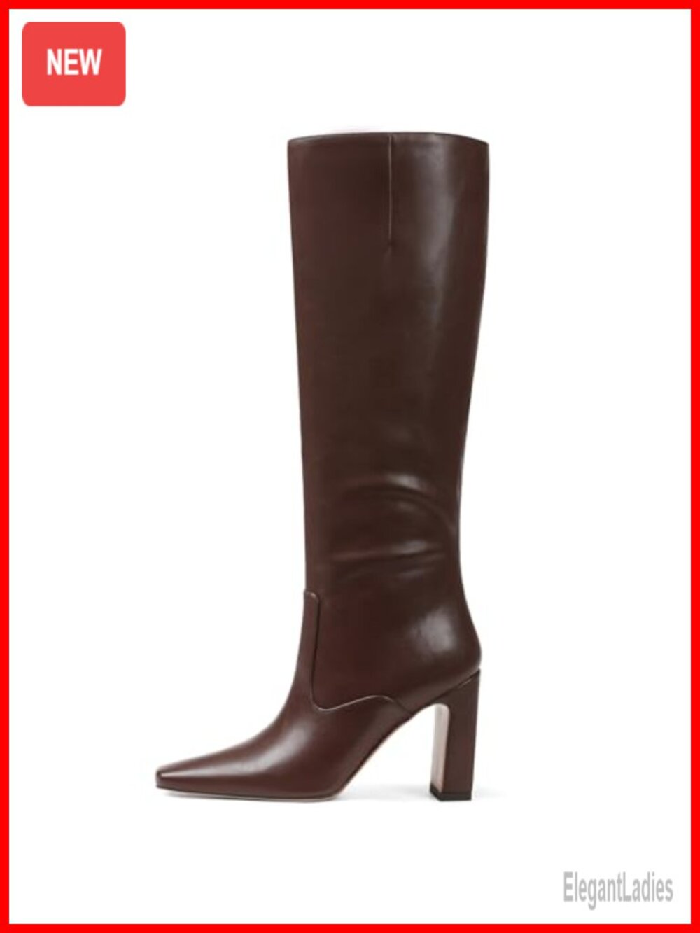 Women's Square Toe Knee High Boots Faux Leather Block Heel Fall
